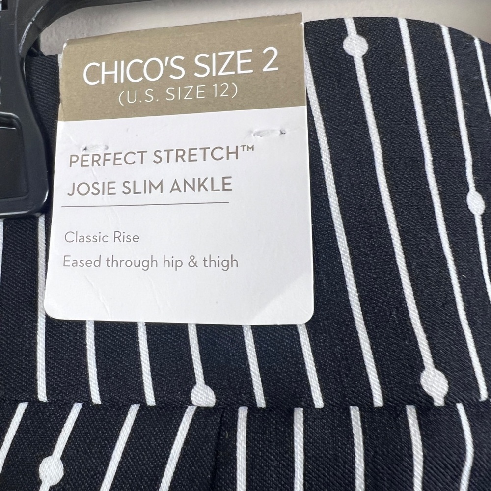Chico’s Perfect Stretch Josie Slim Ankle Classic Rise Women’s Size 2 Black White - Picture 5 of 11